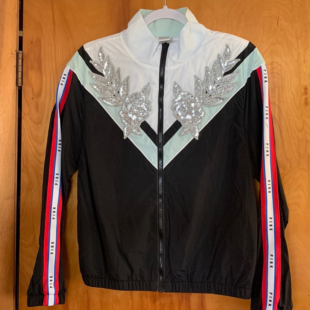 Victoria’s Secret pink windbreaker with sequins